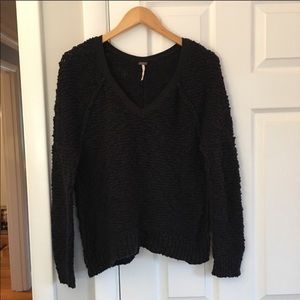 Free People Nubby Chunky Knit V-Neck Sweater